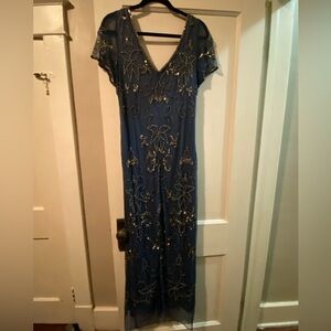 Elegant Blue Embellished Dress